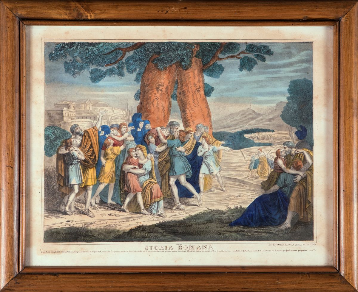 Bartolomeo Pinelli - A) i Fanciulli di Faleria Riabbracciano i Genitori B) Bruto Giura di Vendica...