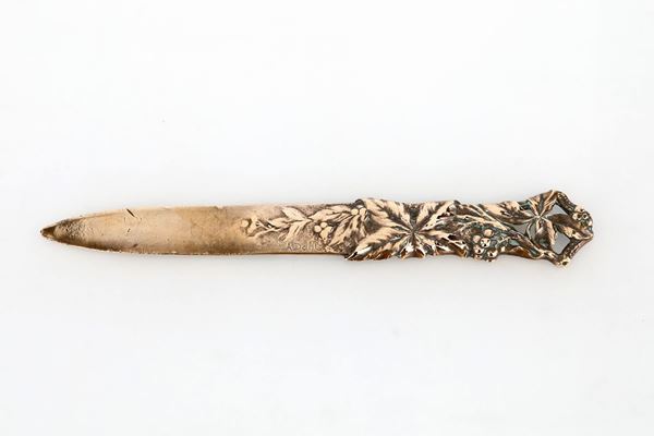 Grande tagliacarte da scrivania in bronzo dorato, Francia, Art Nouveau