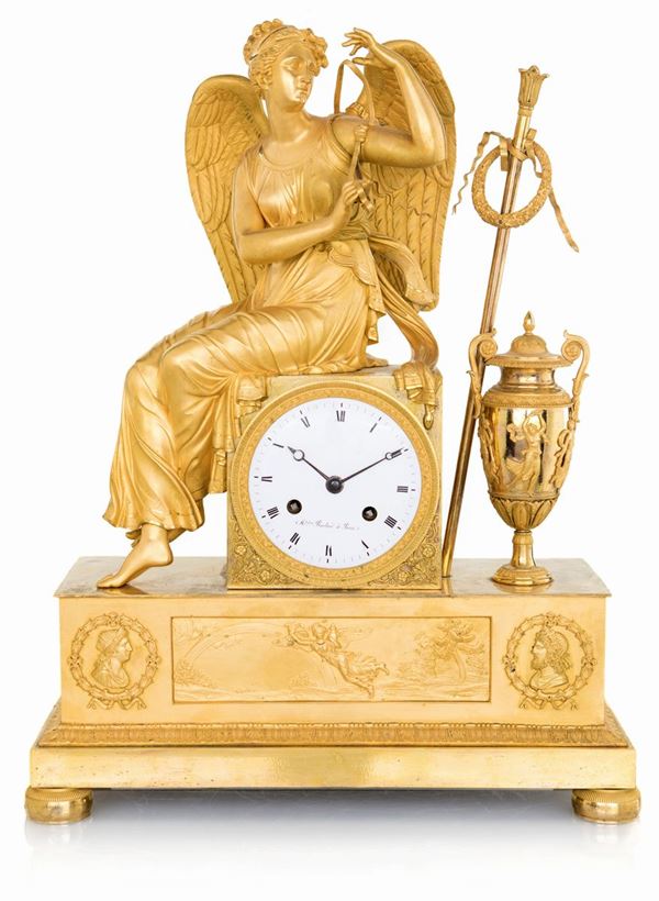 Pendola in bronzo dorato d&#39;epoca Impero