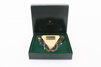 Gucci, Orologio al Quarzo da Tavolo in Acciaio, Acciaio Dorato e Plexiglass