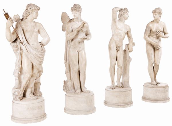 Adamo Tadolini - Quattro sculture neoclassiche in gesso