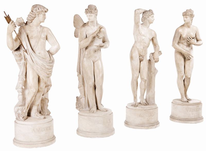 Adamo Tadolini - Quattro Sculture Neoclassiche in Gesso