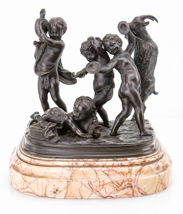 Gruppo in bronzo brunito, Francia, XIX secolo