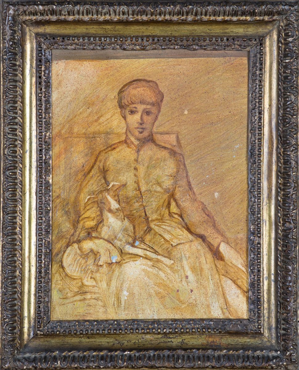 Luigi Mauro Galli - Ritratto di Donna con Levriero