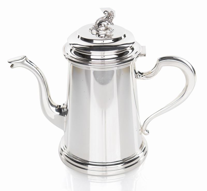Caffettiera in Argento 925, Argenteria Cassetti, Firenze, Anni Settanta