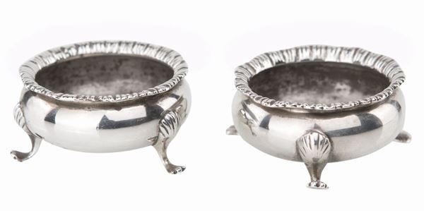 Coppia di saliere da tavola in argento 925, citt&#224; di Sheffield, 1928