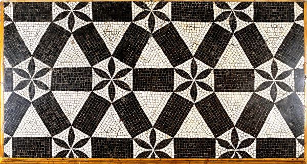 Antico piano in mosaico bianco/nero, Roma, XVII secolo