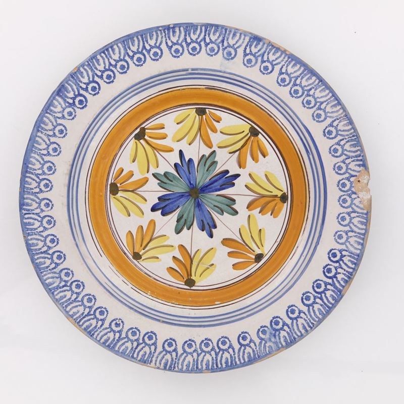 Antico Piatto da Parata in Ceramica, Sicilia