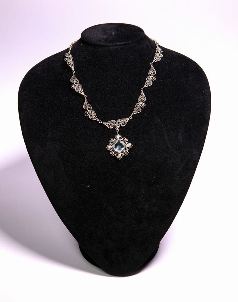 Collana in Argento e Topazio Azzurro