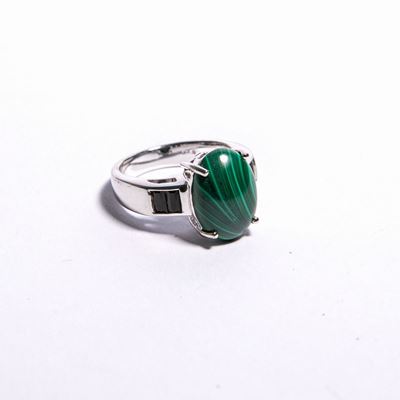Anello in Argento ,malachite e Pietre Dure
