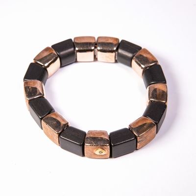 Bracciale Elastico in Argento,ebano e Piccolo Brillante