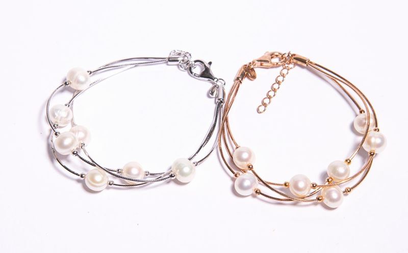 Perlaviva, Coppia di Bracciali in Argento e Argento Dorato