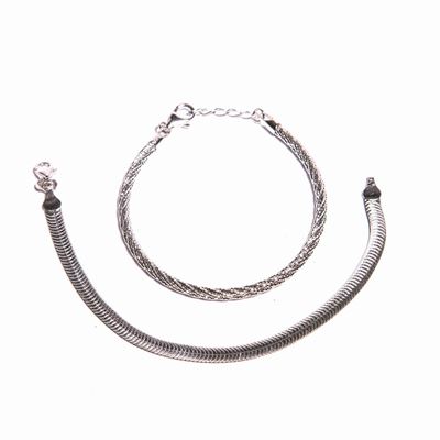 Due Bracciali in Argento Maglia Tubogas e Maglia Piatta