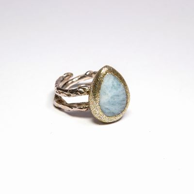 Anello in Argento con Pietra di Luna a Goccia