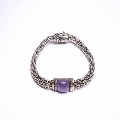 Bracciale a Maglia in Argento con Pietra Viola
