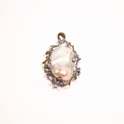 Pendente in Argento ,oro e Perla
