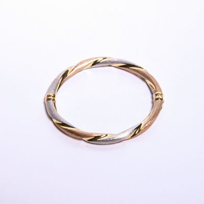 Bracciale Rigido Torchon a Tre Colori in Argento