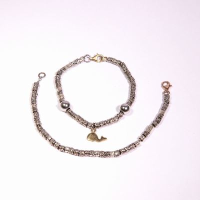 Dodo,coppia di Bracciali in Argento ,granelli con Balenottero.