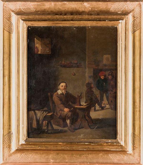 Pittore fiammingo del XVIII secolo - INTERNO DI OSTERIA.