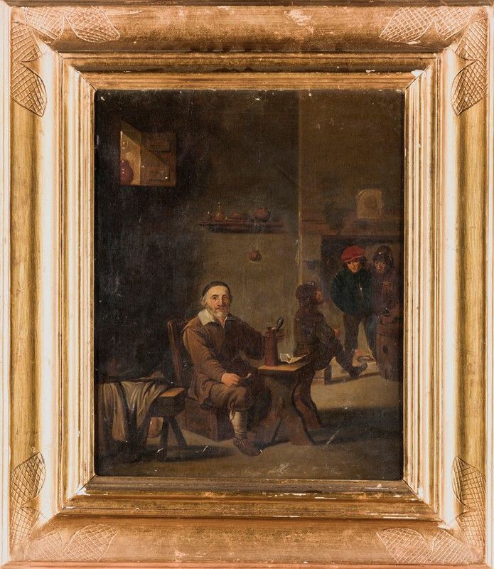Pittore Fiammingo del XVIII Secolo - Interno di Osteria.