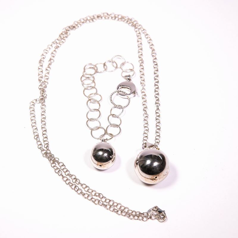 Collana e Bracciale in Argento con Sfere