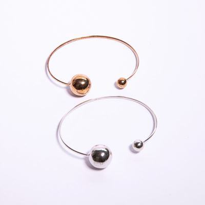 Coppia di Bracciali Rigidi in Argento e Argento Dorato.