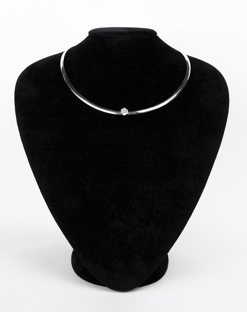 Collana Tubogas con Zircone Solitario