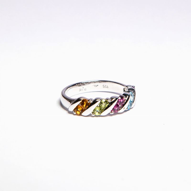 Anello in Argento con Pietre Colorate