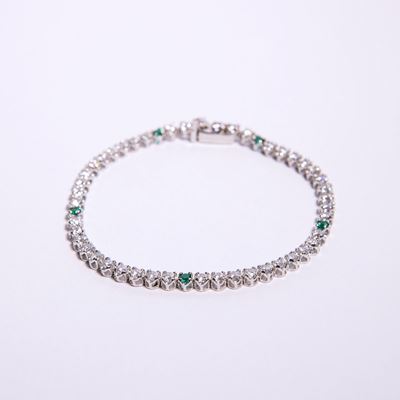 Bracciale Tennis in Argento e Zirconi Incolori e Verdi.