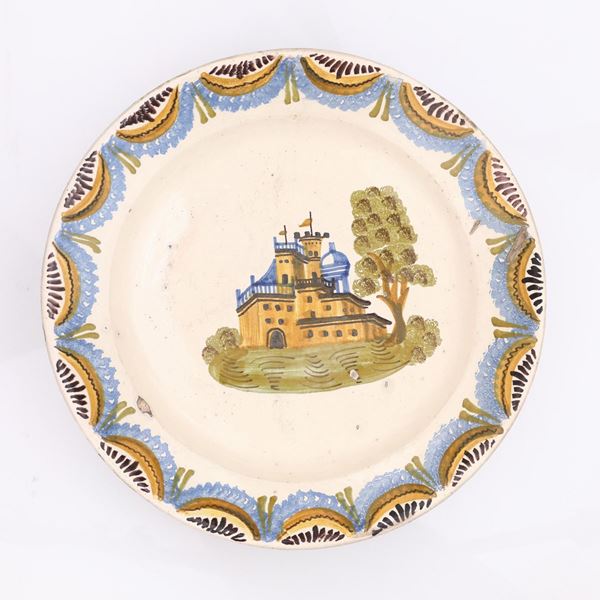 Antica e grande ciotola in ceramica di Caltagirone