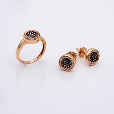 Parure con Anello e Orecchini in Oro Rosa e Brillanti