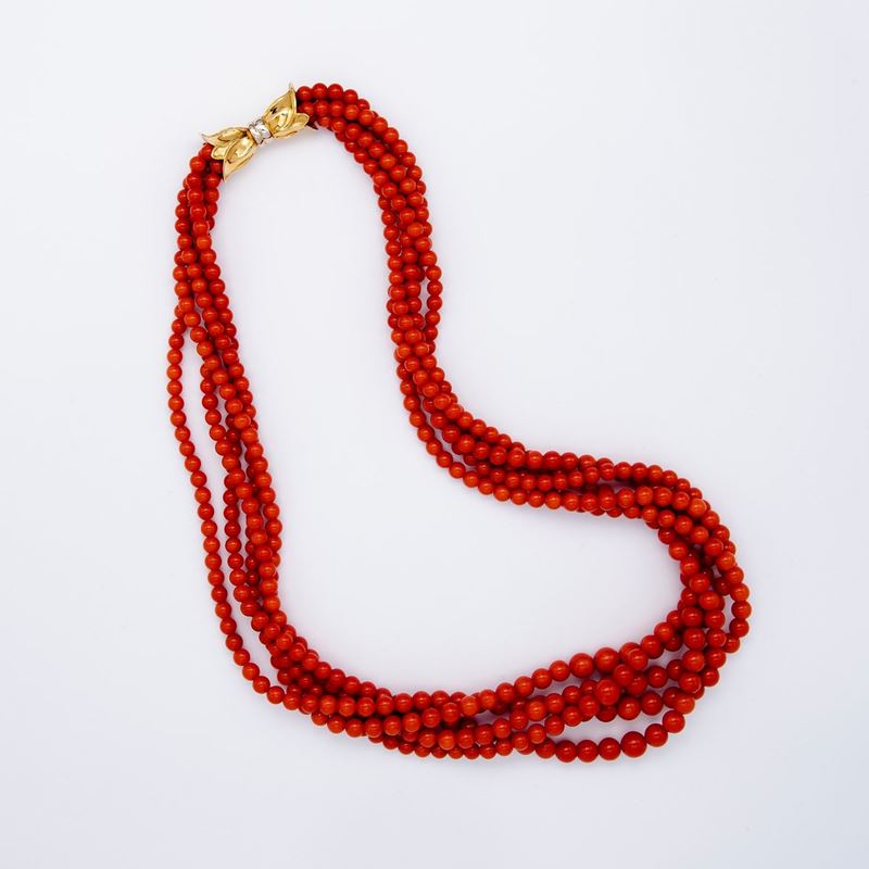 Collana a Torchon di Corallo Rosso