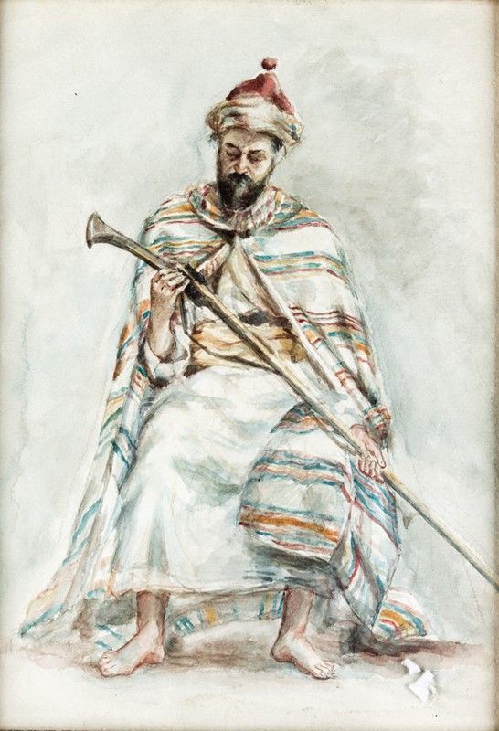 Pittore del XIX Secolo - Arabo con Archibugio