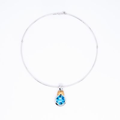 Girocollo Rigido Topazio Azzurro Cabochon