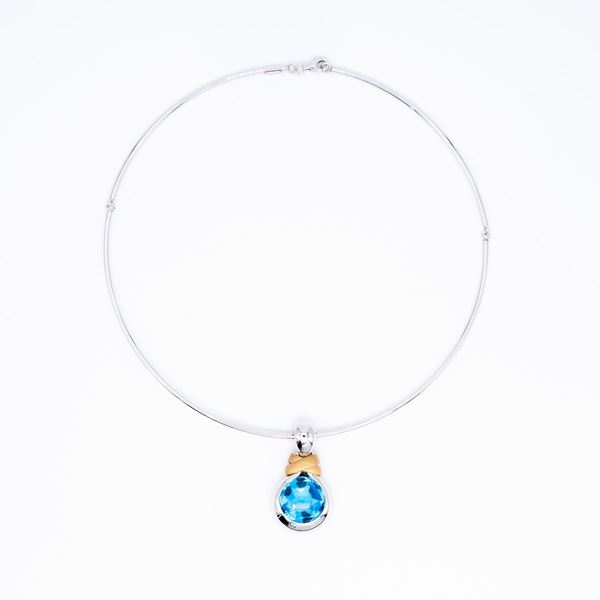 Girocollo rigido topazio azzurro cabochon