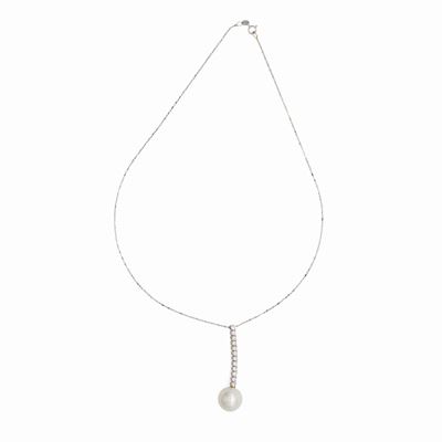 Collana con Pendente in Oro, Perla e Brillanti