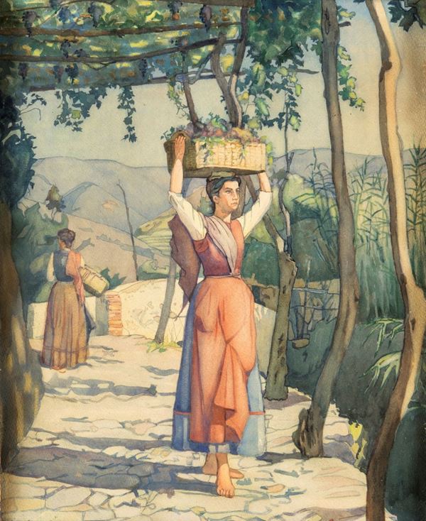 Llewelyn  Lloyd - Vendemmiatrici (Manarola), 1942