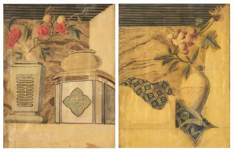 Scuola Veneziana del XVIII Secolo - Due Dipinti alla Façon De Chine