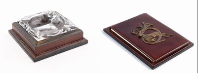 Saddlers Union Via De' Condotti, Roma - Memorandum in Pelle con Fregio Ad Altorilievo in Bronzo e...