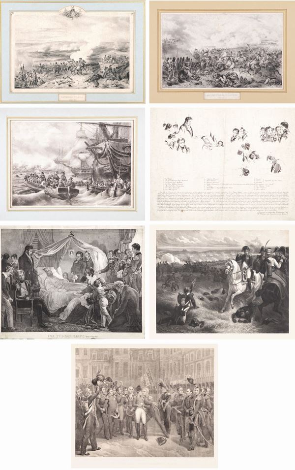 Lotto composto da sette fogli a soggetto napoleonico, XIX secolo