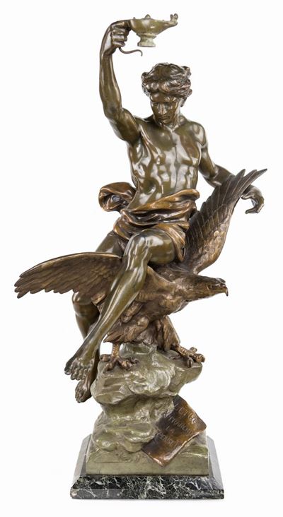 Lo Studio Libera il Pensiero - Grande Scultura in Lega Metallica, Inizi del XX Secolo