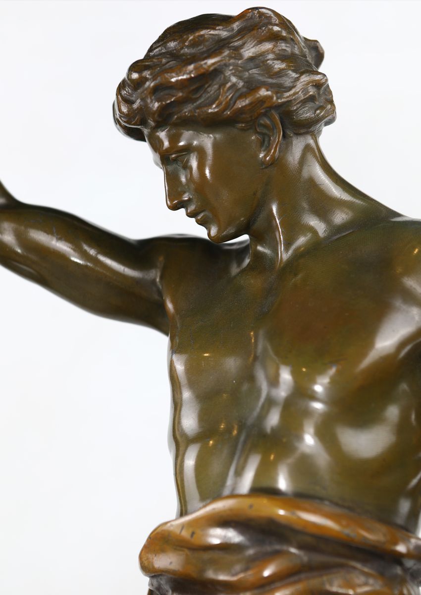Emile Louis Picault - Lo Studio Libera il Pensiero - Grande Scultura in Lega Metallica, Inizi del...