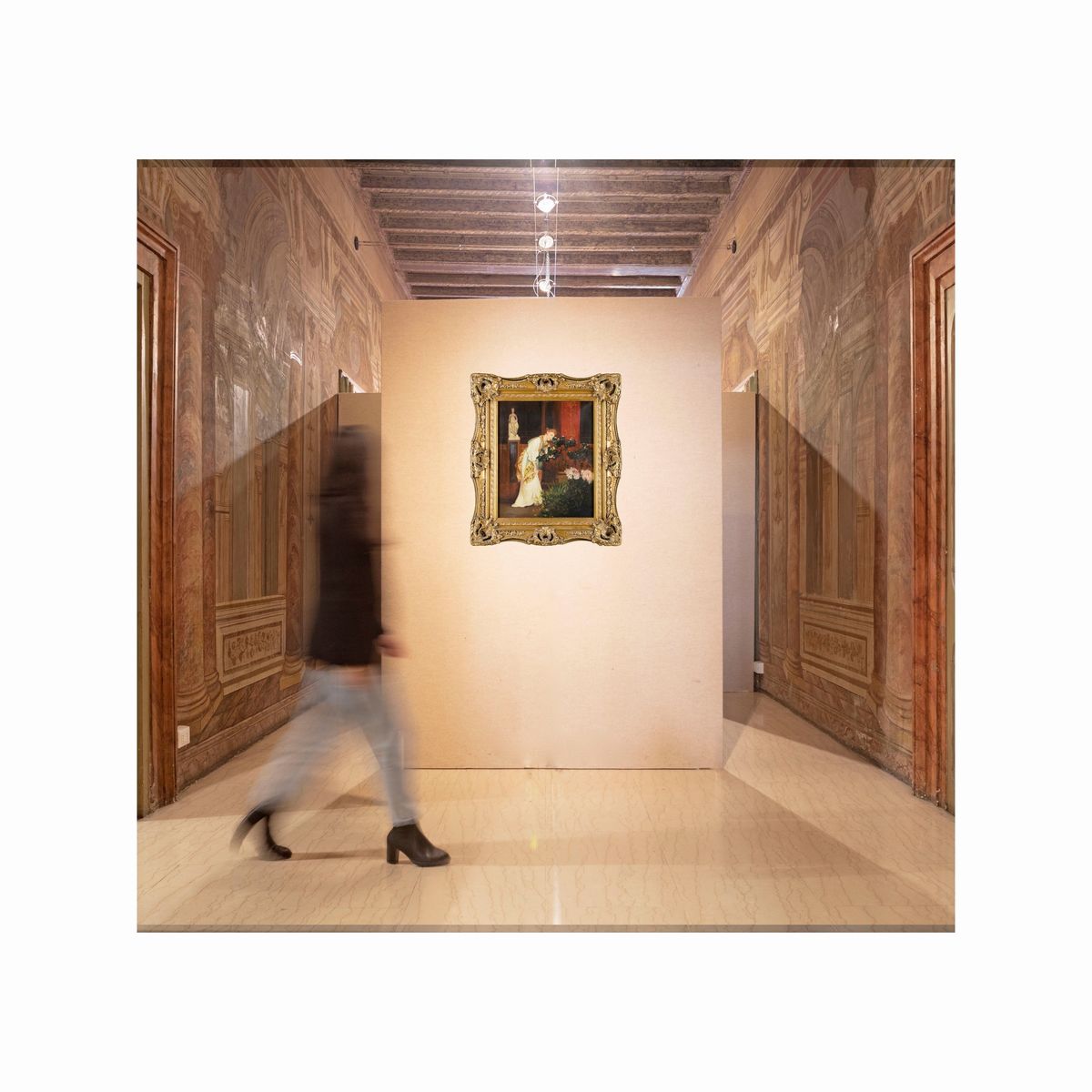 Luigi Bazzani - Interno con Figura in Stile Pompeiano