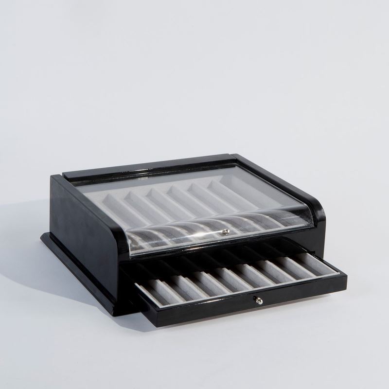 Portapenne in Legno Laccato Nero e Plexiglass