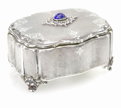 Scatola Portagioie in Argento 800/1000, Prima Metà del XX Secolo