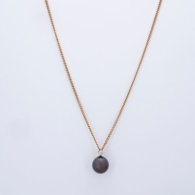 Pendente in Oro Giallo con Perla Tahiti e Brillante