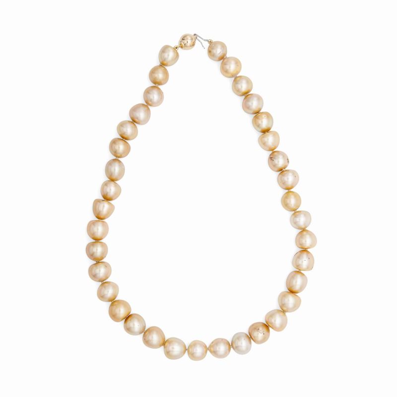 Collana di Perle Golden South Sea Chiusura in Oro