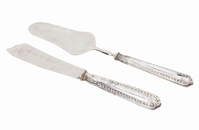 Paletta e Coltello da Dolce in Argento e Acciaio Dorato