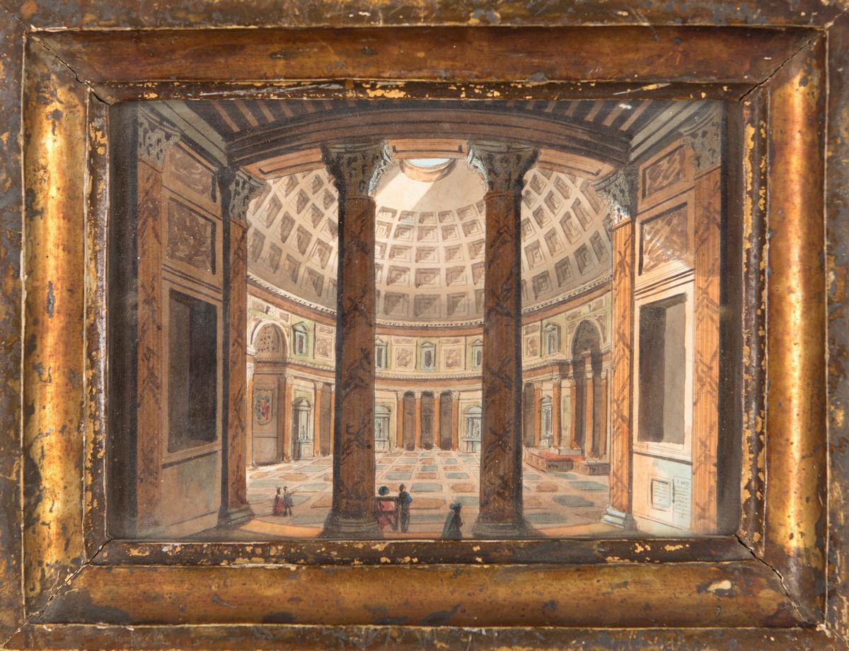 Pittore Fine XVIII/inizio XIX Secolo - Interno del Pantheon