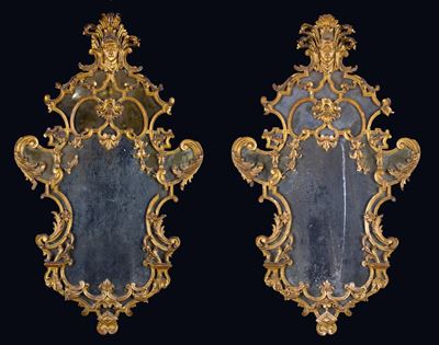 Coppia di Specchiere in Legno Dorato, XVIII Secolo